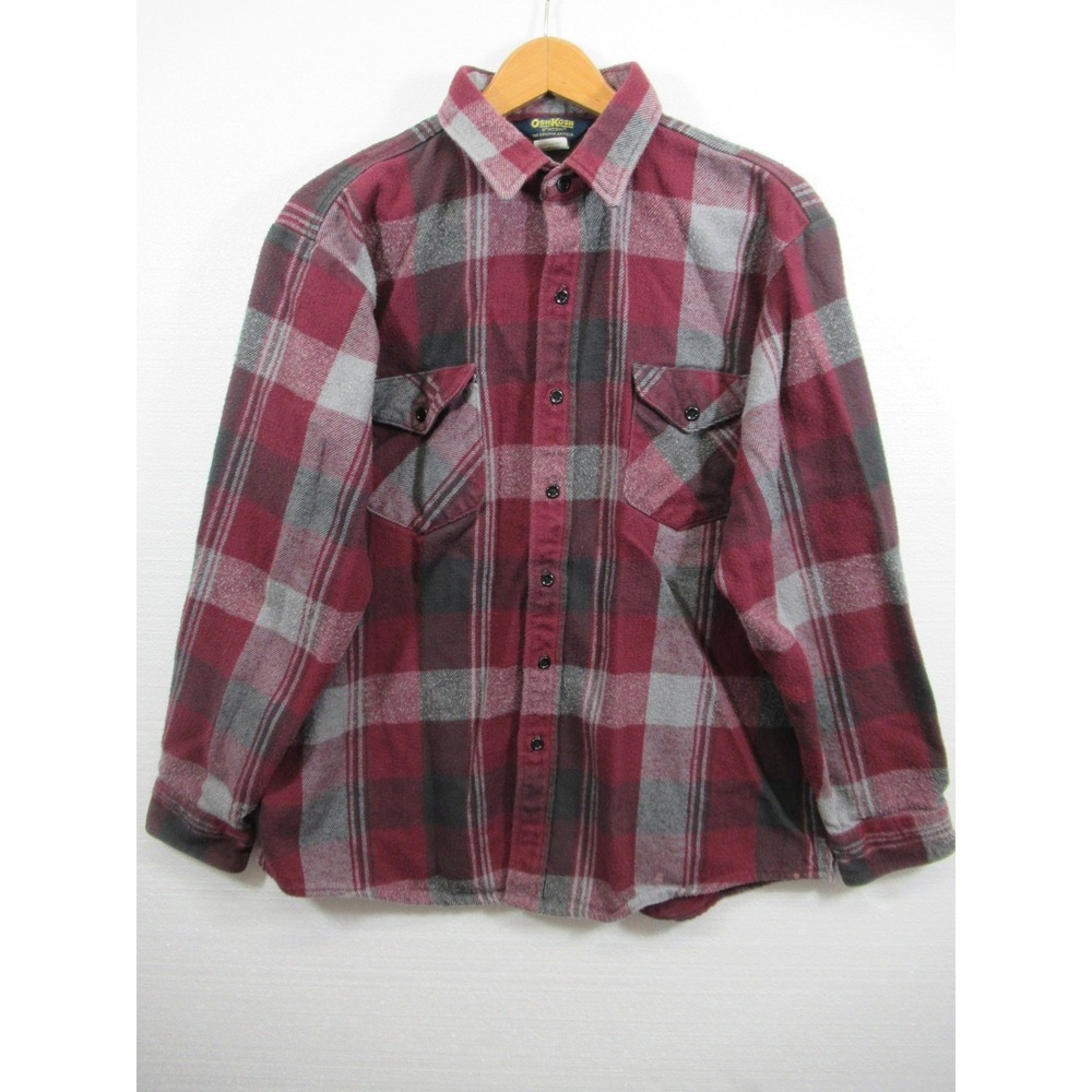 Vintage OshKosh B'gosh Flannel Shirt Men XL Plaid Button Up Long Sleeve